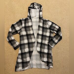 Paper Tee Black and Gray Plaid Hooded Shirt Jacket